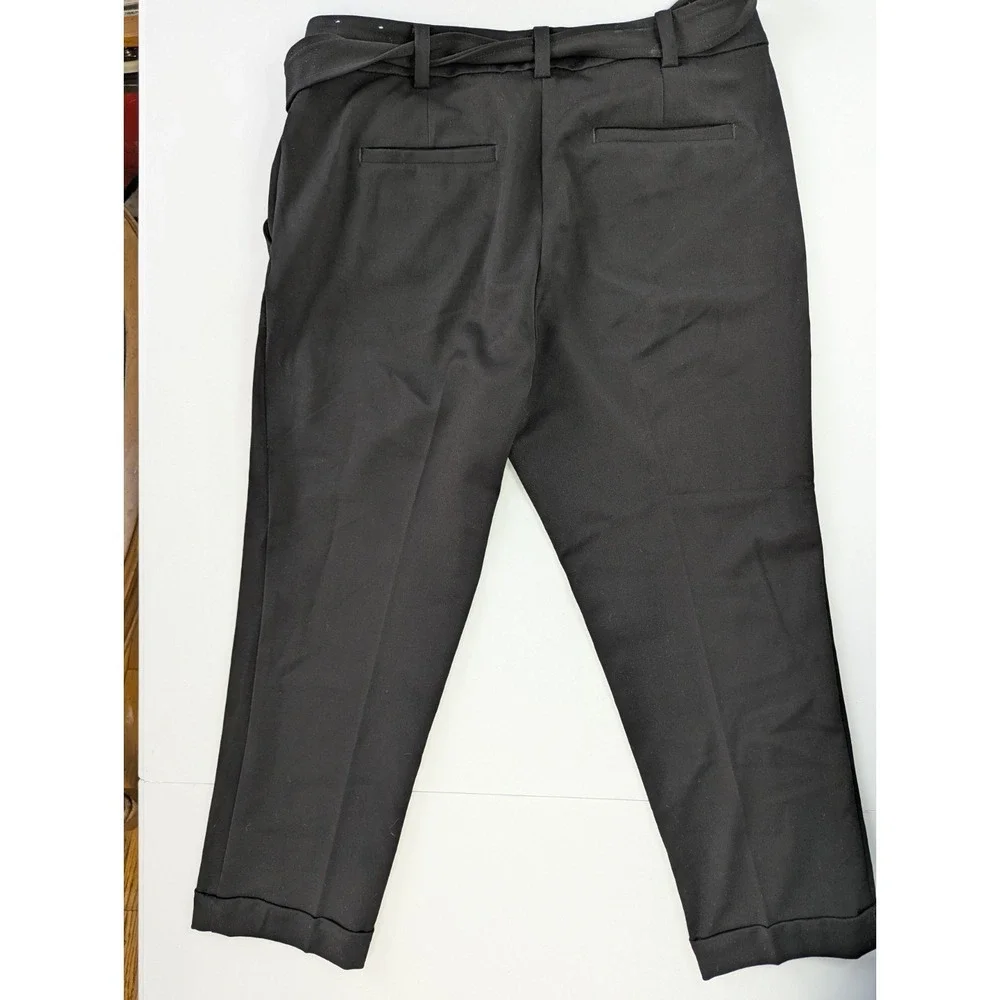 LOFT Womens 12P Black Tie Waist Ankle Pants NWT Bow Belt Petite - Picture 5 of 5